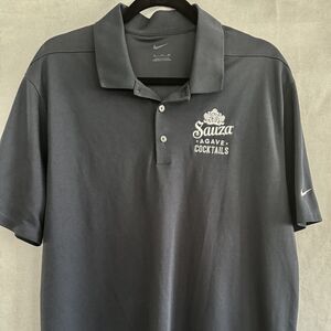 Nike Sauza Agave Cocktail Tequila Polo Shirt Mens XL Navy Blue Textured DriFit.